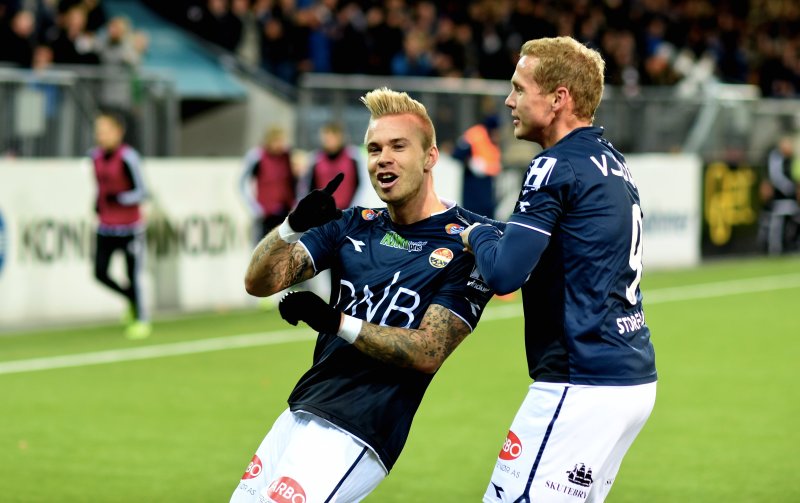 Marcus Pedersen scoret to mål i den elleville 1. omgangen mot Rosenborg i 2015.