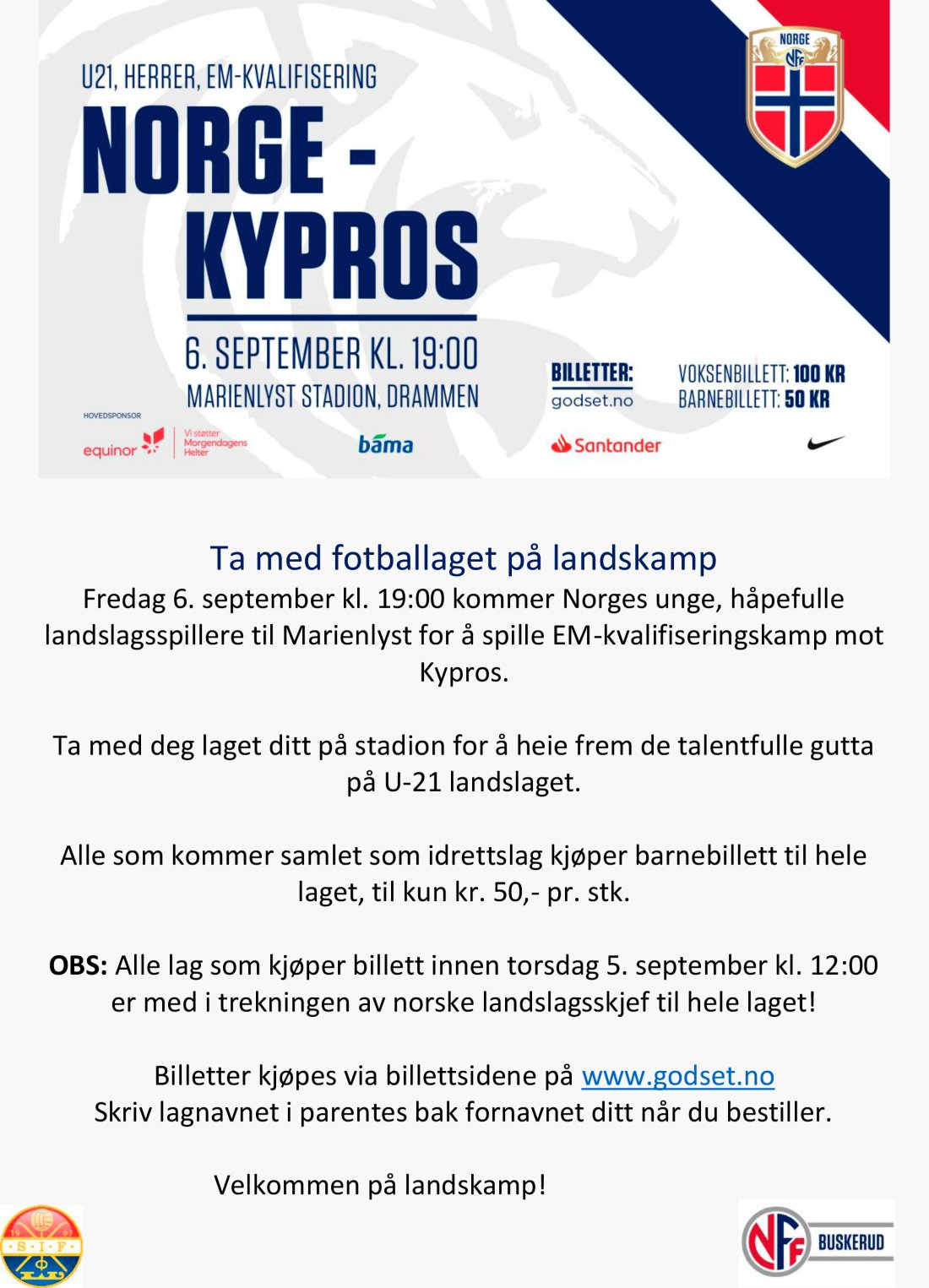 Ta med fotballaget på landskamp