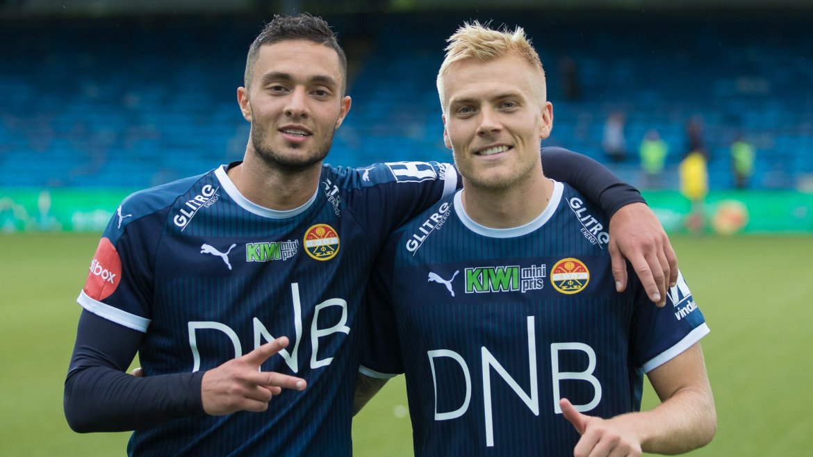 Videre til kvartfinale: Ulland sammen med Bassel Jradi etter 2-0-seier over Ranheim og avansement til kvartfinalen i cupen. Duoen scoret hvert sitt mål.